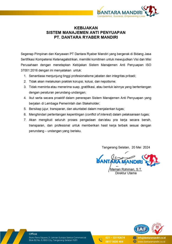Kebijakan Mutu Dantara