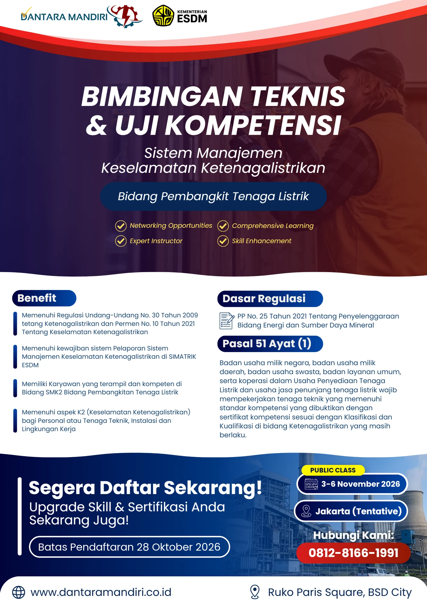 Flyer Bimbingan Teknis & Uji Kompetensi SMK2 Public Class 3-6 November 2026